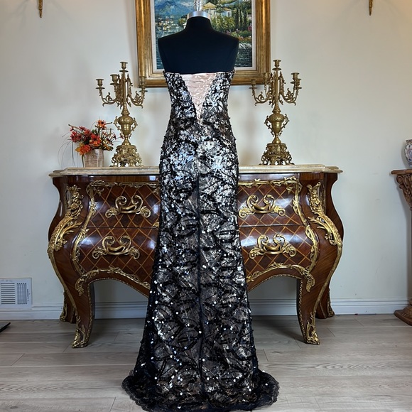 Women,formal all over sequins high slit special Occasion prom dress - Picture 5 of 7